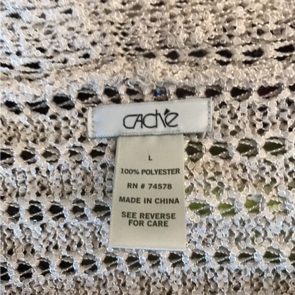 CACHE SHAWL COLLAR DRAPED OPEN FRONT CARDIGAN - BEIGE -SIZE L LARGE - Picture 11 of 11